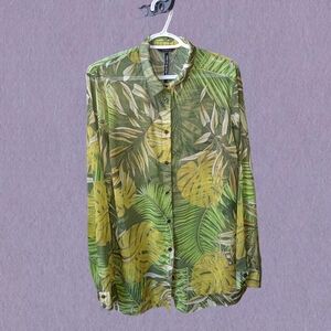 Guess Tropical Green Leaf Blouse